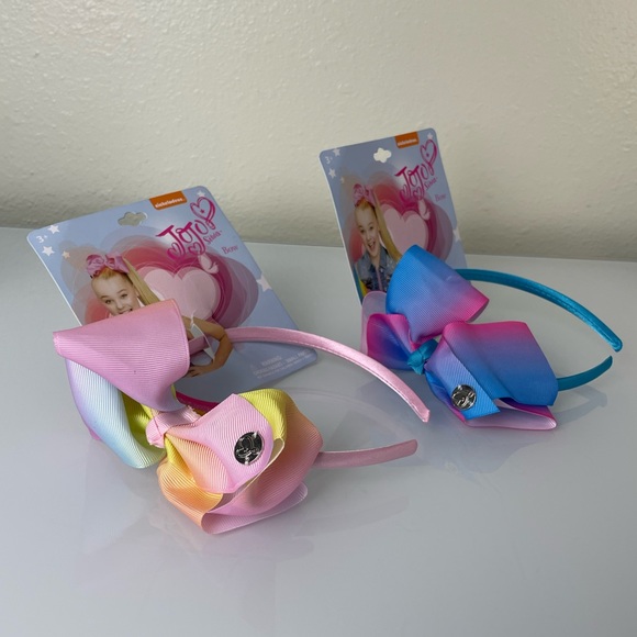 Set of 2, JoJo Siwa Bow Hair Headbands, Blue, Pink, Orange, Yellow - Picture 1 of 14
